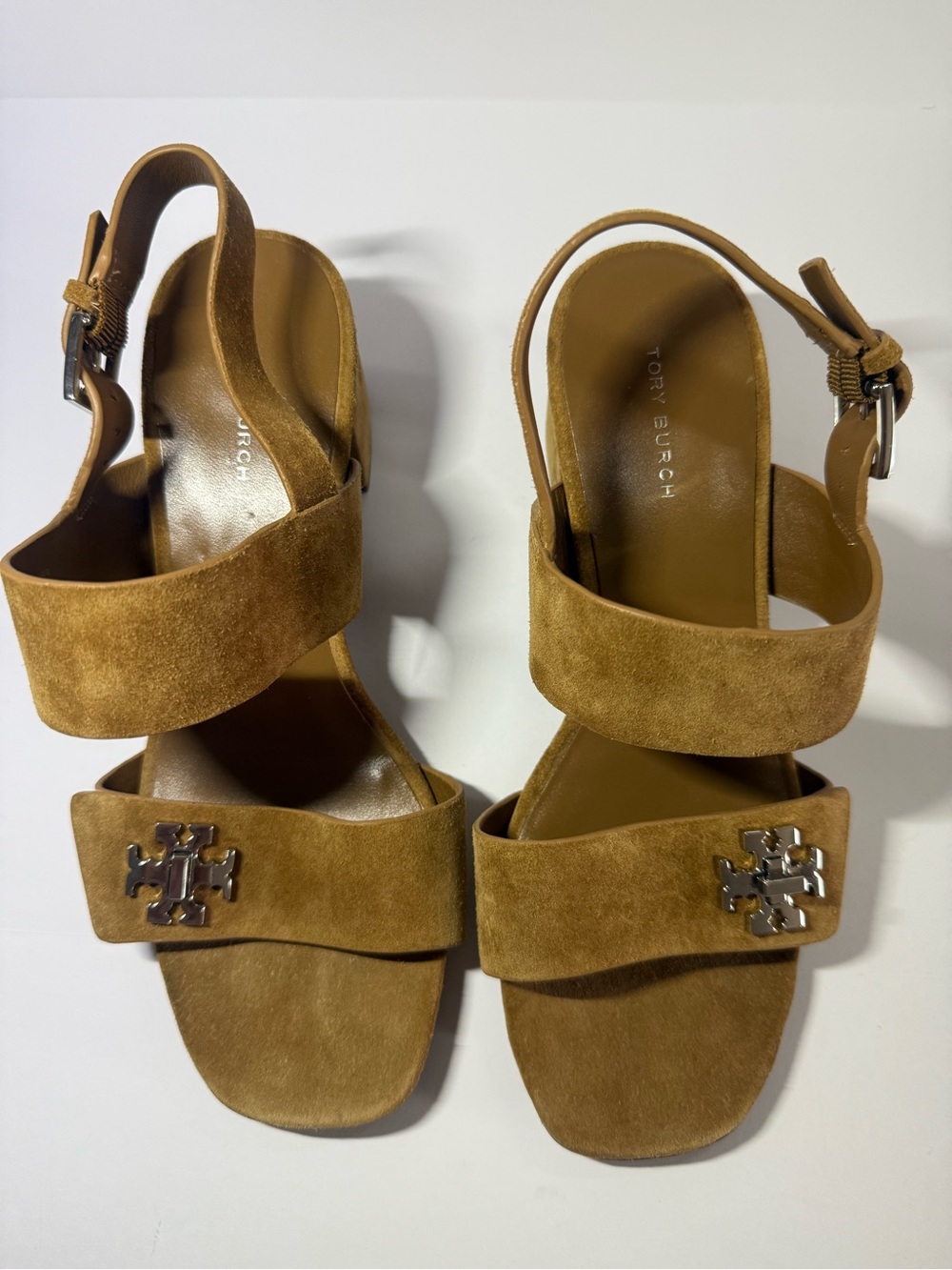 Tory Burch Women's Tan Suede Block Heel Sandals size 7